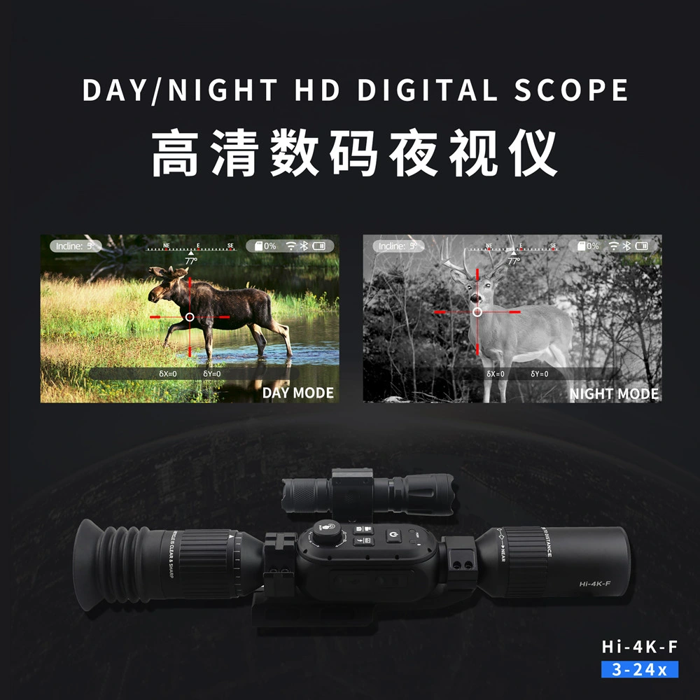 3-24X Sony 4K Digital Night Vision Scope WiFi Ios &amp; Android with 10W 850nm Infrared Flashlight