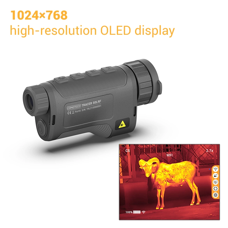 Multiple Palette Tracer Lrf Handheld Thermal Imaging Scope for Night Hunting with 1800m Long Detection Distance