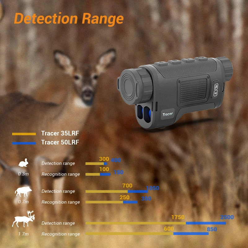 Multiple Palette Tracer Lrf Handheld Thermal Imaging Scope for Night Hunting with 1800m Long Detection Distance